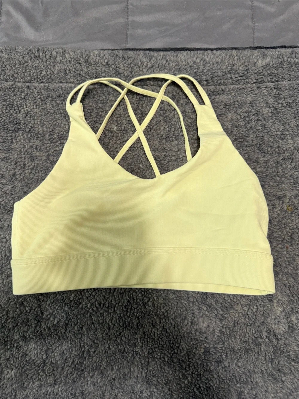 Light Yellow Strappy Sports Bralette with Crisscross Back